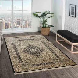 obsessions Black and Beige Persian 3x5 Feet Machine Made Carpet image 1