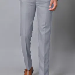 el cielo Men Regular Fit Grey Cotton Blend Trousers-picture-14