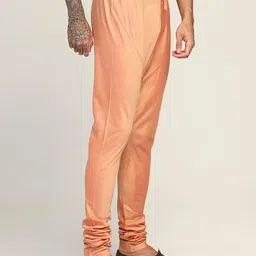 kisah Men's Churidar, Coral Solid Cotton Blend image 2