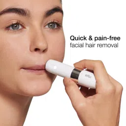 BRAUN FS1000 Cordless Wet & Dry Trimmer for Upper Lips, Chin & Cheeks for Women (With Smart light, White) image 5