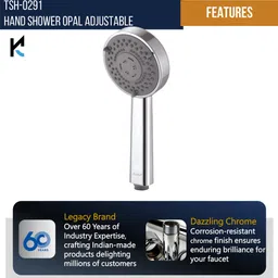 kamal Opal Adjustable Hand Shower With Shower Tube And Wall Hook Handheld image 3