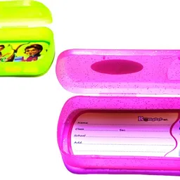 romance PLAIN TRANSPARENT WATER COLOR AND SHINE GLITTER COLOR Art Plastic Pencil Boxes image 3
