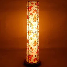 Mylo Multicolour Cotton Shade Column Floor Lamp With Wood Base By New Era image 3