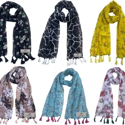 fusfus Printed Chiffon Women Multicolor Stole, Fancy Scarf-picture-41