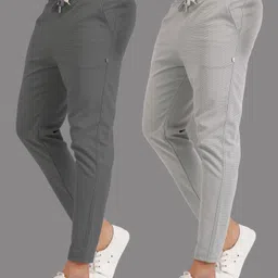 yazole Pack of 2 Men Solid Grey Track Pants-picture-27