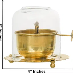 zencrafts Antique Akhand Diya Oil Puja Lamp for Puja Decor Iron, Glass Table Diya image 3