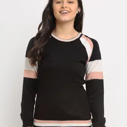 Club York Women Black & Beige Colourblocked Pullover-picture-40