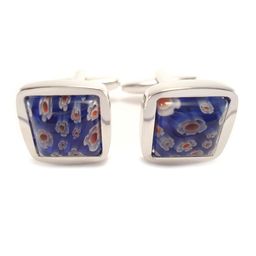 PELUCHE Silver-Toned & Blue Quirky Floral Pattern Cufflink-picture-45