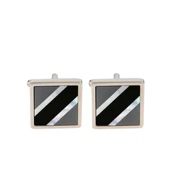 PELUCHE Silver-Toned & Black Natural Tiger's Eye Stone Cufflink-picture-30