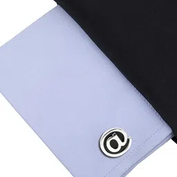 PELUCHE Silver-Toned The Internet Novelty Symbol Cufflink image 4