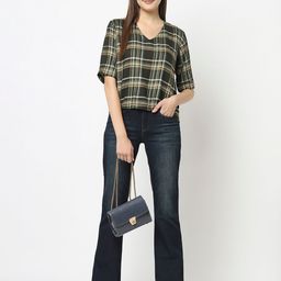 Crimsoune Club Women Green Checked Top-picture-37