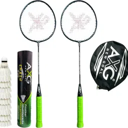 axg new goal Scratch resistant A-2000 Badminton Racquets set Of 2 with 10 Feather Shuttles Badminton Kit-picture-43