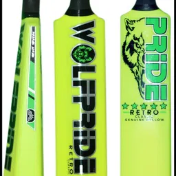 wolf pride Retro Classic Green Sticker Black Grip Lemon Plastic Cricket Bat PVC/Plastic Cricket Bat For 9 - 11 Yrs-picture-26