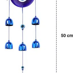 shop fusion 6 Bells Evil Eye Wall Hanging - Good Luck Charm & Prosperity Decor for Your Home Glass Windchime image 2