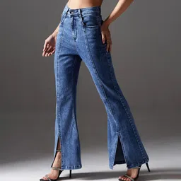 miss chase Women Boot-Leg Mid Rise Dark Blue Jeans-picture-23