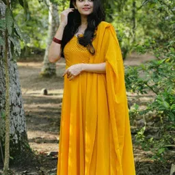 jaldeep fashion Embroidered Georgette Stitched Anarkali Gown image 1