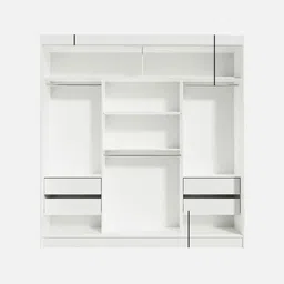 madesa Reno 3 Door Sliding Wardrobe In White And Brown Colour With Mirror & Drawer image 4