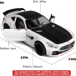 funablo Diecast AMG GT3 Toy Car Model,Pull Back Vehicles Alloy Supercar image 3