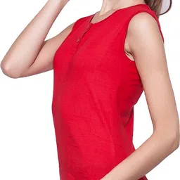ap'pulse Pack of 2 Women Solid Henley Neck Pure Cotton Dark Blue, Red T-Shirt image 3