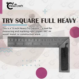 cricutcraft Carpenter try square 6inch steel ruler scale heavy duty 90 degree GUN_6_INF Tri-Square image 2