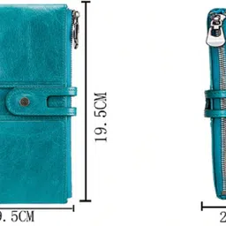 contacts Women Blue Genuine Leather Wallet - Regular Size image 3