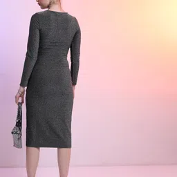 tokyo talkies Women Bodycon Black Knee Length Dress image 2
