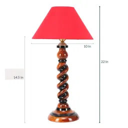 Orange Fabric Shade Table Lamp With Brown Base By Foziq image 5