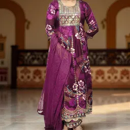 cbs Printed Cotton Rayon Stitched Anarkali Gown image 1