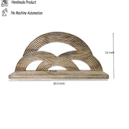 disoo fashions Brown Colour Solid Wood Handcarved Floating Wall Shelf In Rainbow Design image 2