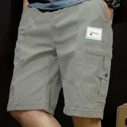 troonpair Solid Men Dark Grey Cargo Shorts image 1