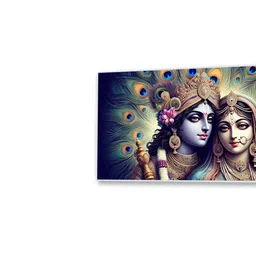 nestroots White Canvas Framed Radha Krishna: Colors of Love Wall Painting(12X24 Inch) image 5