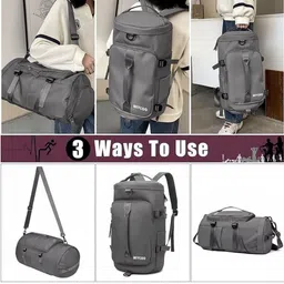 enlarger 80 L Gym Duffel Bag - Polyester Gym Duffel Shoulder Bag for Women Men for Sports, Waterproof Dufflebag - Grey image 2