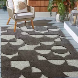 numan oriental rugs Grey Geometric Wool 4 ft x 6 ft Machine Made Carpet-picture-36