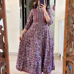 urami Women Floral Print, Paisley, Printed Cotton Rayon Anarkali Kurta-picture-42