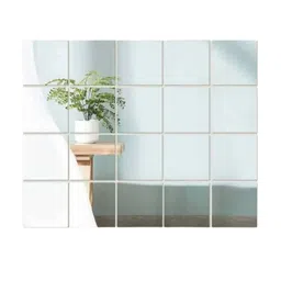 WallDaddy 20 Pcs Silver-Toned Self-Adhesive Square Mirror Wall Stickers-picture-13