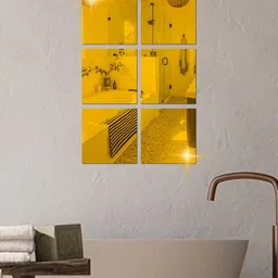 WallDaddy 6 Pieces Square- Printed Mirror Stickers Wallpaper-image-37
