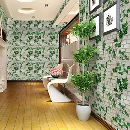 Aura White & Green Printed Self Adhesive Wall Sticker image 2