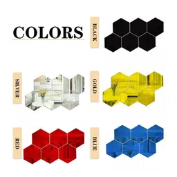WallDaddy 12 Pieces Hexagon- Printed Mirror Stickers Wallpaper image 3