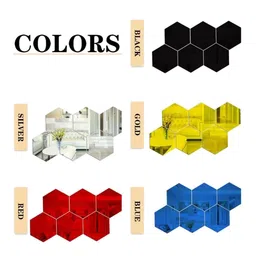 WallDaddy Gold Toned 10 Pieces Hexagon Mirror Wall Stickers image 4