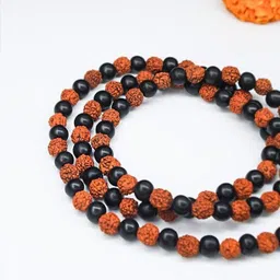 sarvaksh Karungali Rudraksh Mala Original | Jaap Mala + |108+1 Beads|, Rudraksha Mala Wood Chain image 2