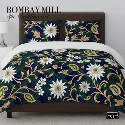 Cotton Double Flat 104 TC Floral Bedsheet-image-50