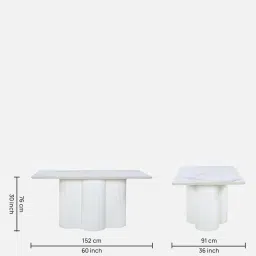 casacraft from pepperfry Lavinia Solid Teak Wood Dining Table with Marble Top image 2