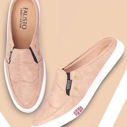 FAUSTO Men Beige Printed PU Slip-On Lightweight Sneakers-picture-33