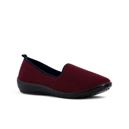 Khadims Women Red Woven Design Slip-On Sneakers image 1