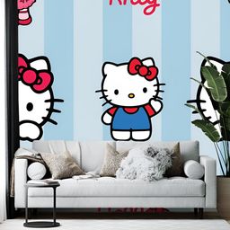 British Terminal Blue & White Cartoon Characters Printed Self-Adhesive Wall Paper-picture-7