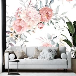British Terminal White & Pink Floral Printed Self Adhesive Wallpaper-picture-1