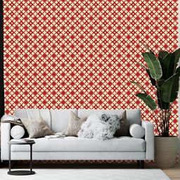 British Terminal Beige & Red Abstract Printed Self-Adhesive Wallpaper-picture-1
