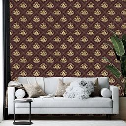 British Terminal Maroon & Beige Abstract Printed Wallpaper-picture-33
