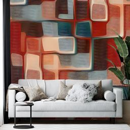 British Terminal Red & Green Abstract Printed Self Adhesive Wallpaper-picture-9
