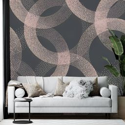 British Terminal Grey & Peach Abstract Printed Wallpaper-picture-12